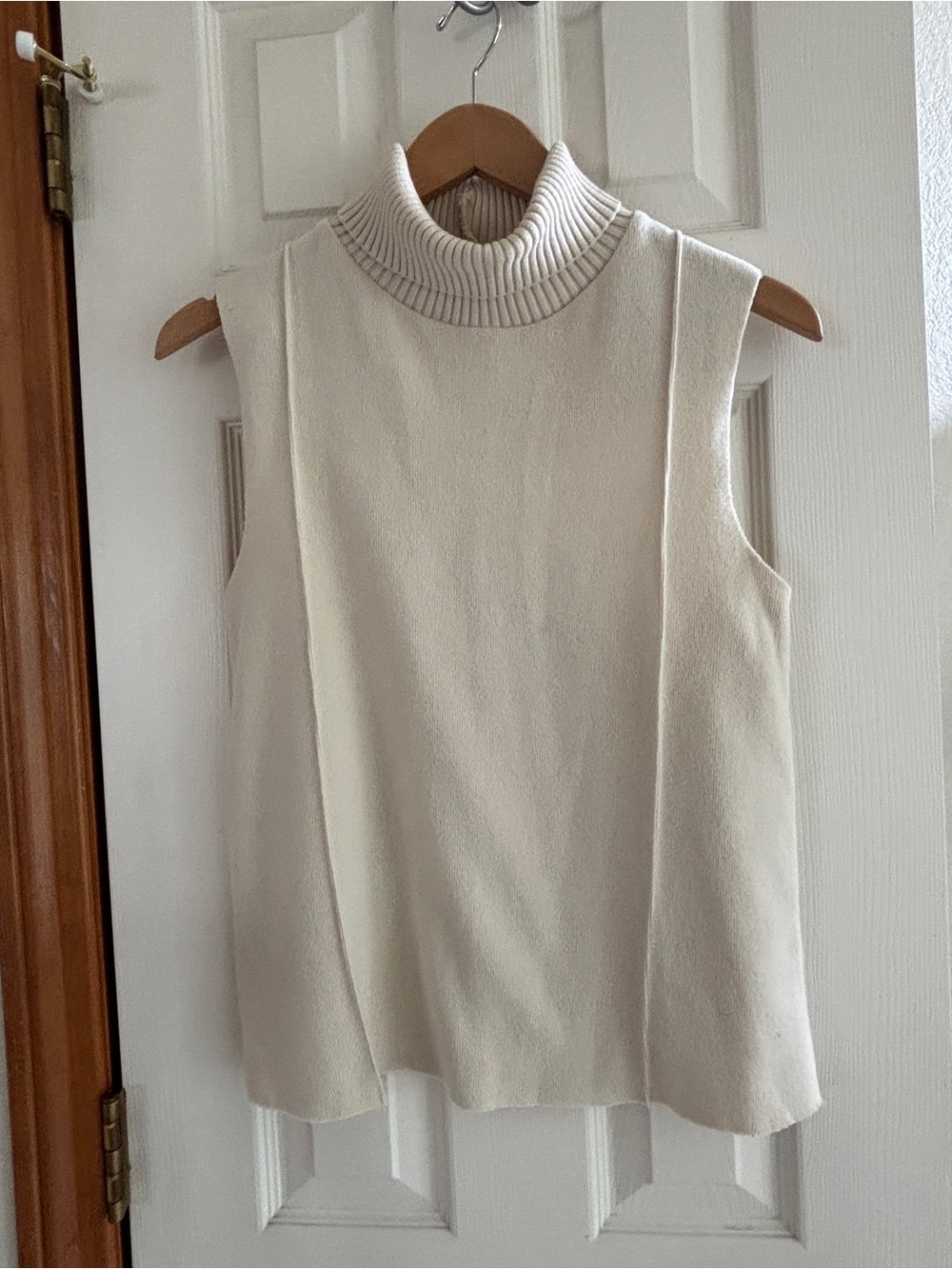 Zara Ribbed Sleeveless Turtleneck in Cream